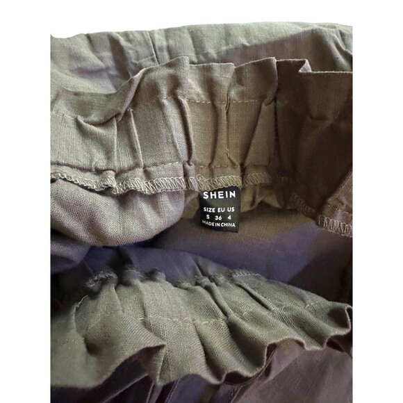 SHEIN Brown 100% Cotton High Waist Shorts Elastic Ruffle Waist Size Small - Picture 7 of 13